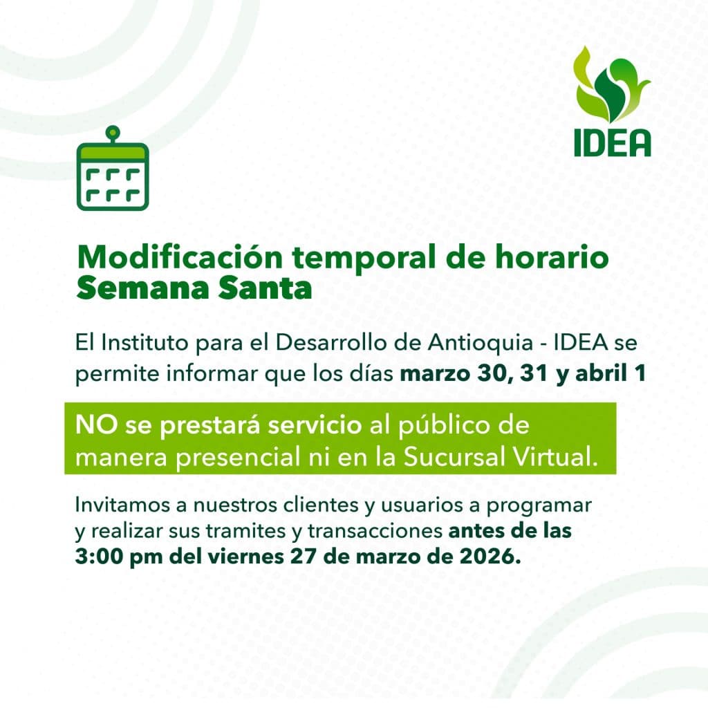 Modificación horario semana santa 2026